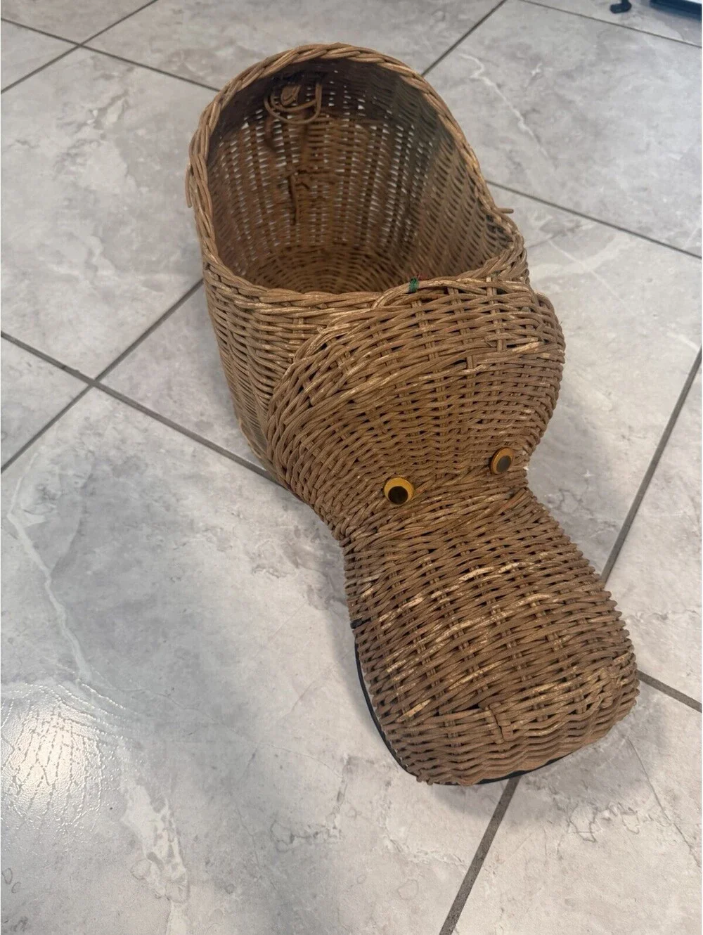 Vintage Hippo Wicker Basket